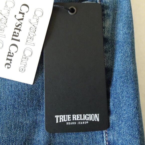 True Religion Jennie Curvy Jeans Women's Size 28x29 Blue Denim Rhinestone Pocket - Picture 11 of 14